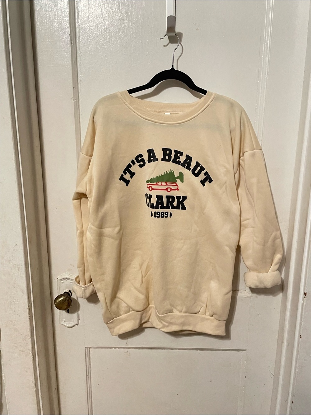 Clarkss Cream Graphic Crew Sweatshirt - Relaxed Fit
